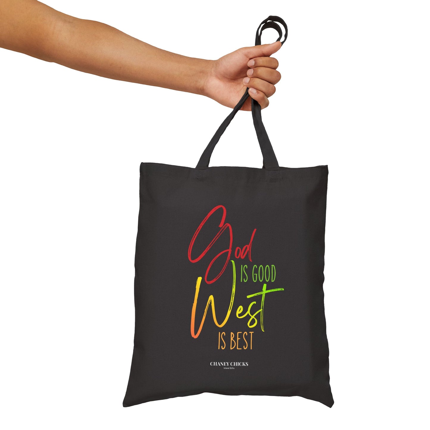 "God is Good, West is Best" Canvas Beach Tote
