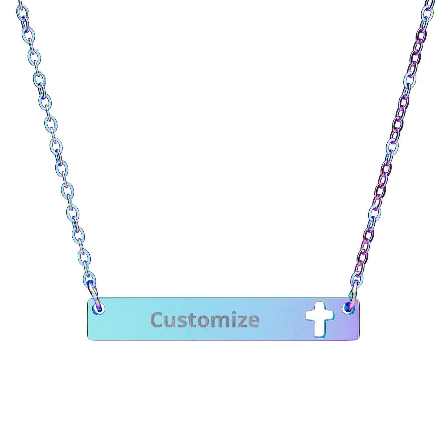 Personalized Cutout Cross Bar Necklace