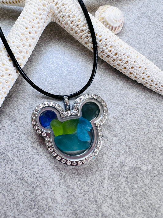 Sea Glass Locket with Crystals