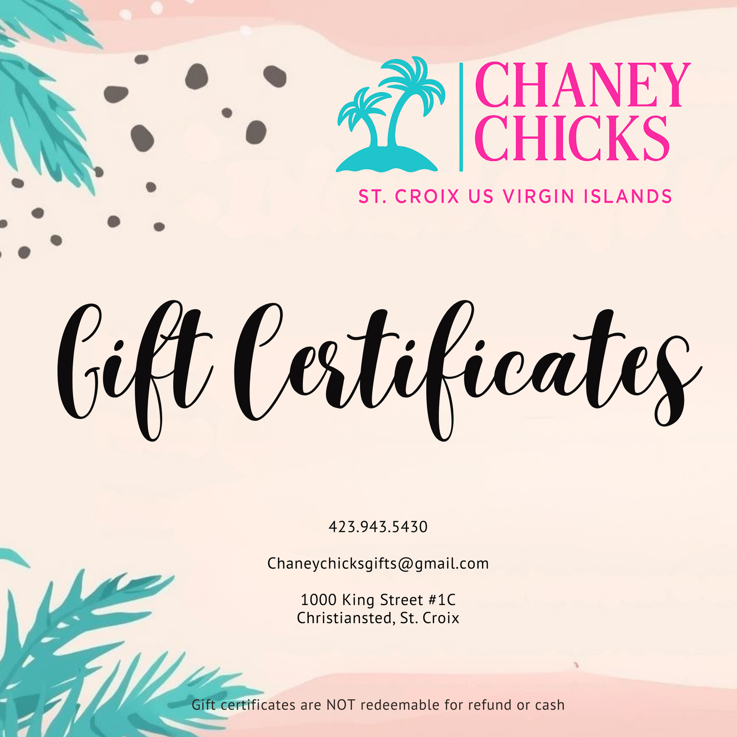 Chaney Chicks Island Gift Certificates