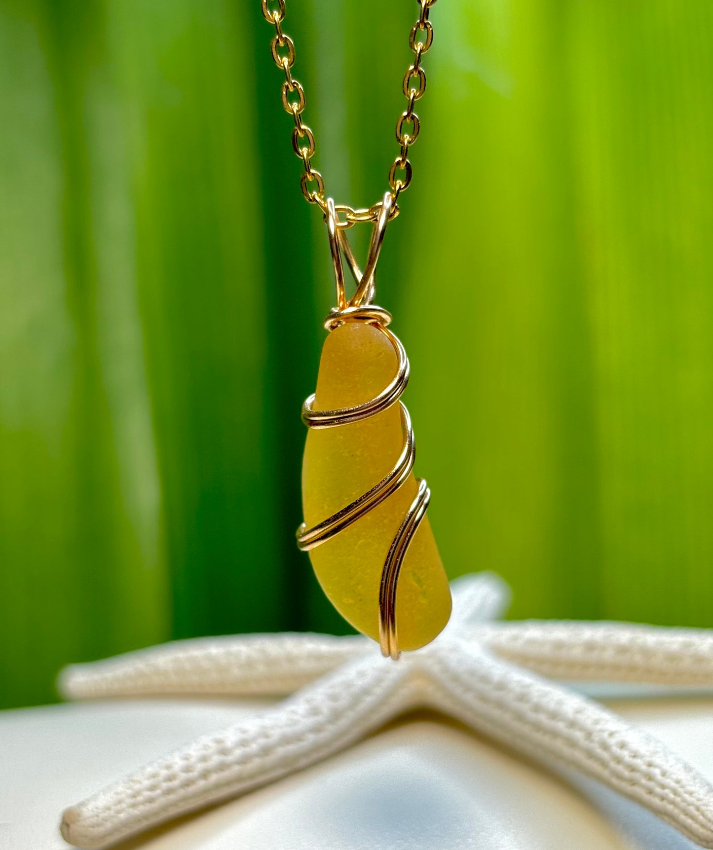 Curved Banana Sea Glass Pendant