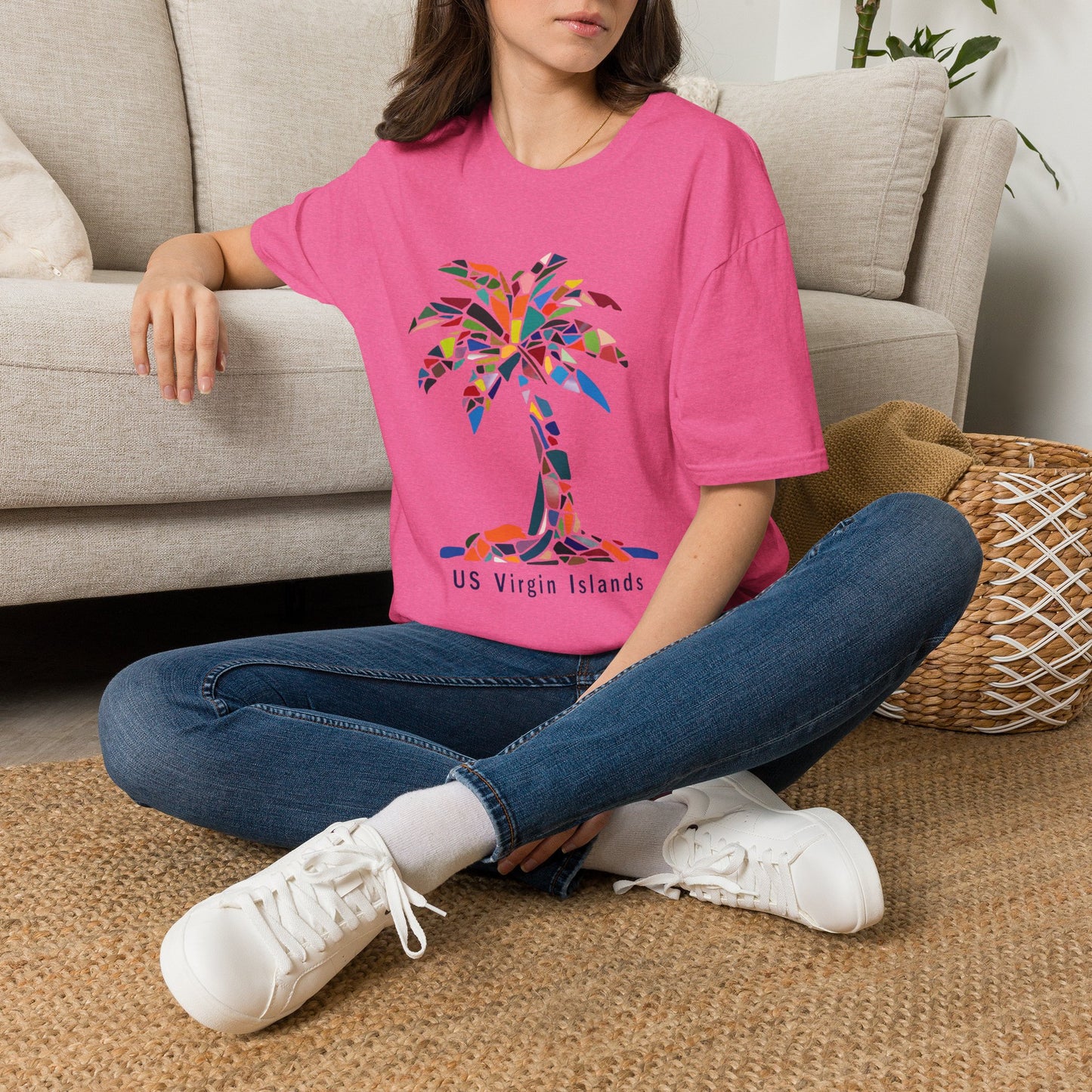 US Virgin Islands Mosaic Palm T-Shirt