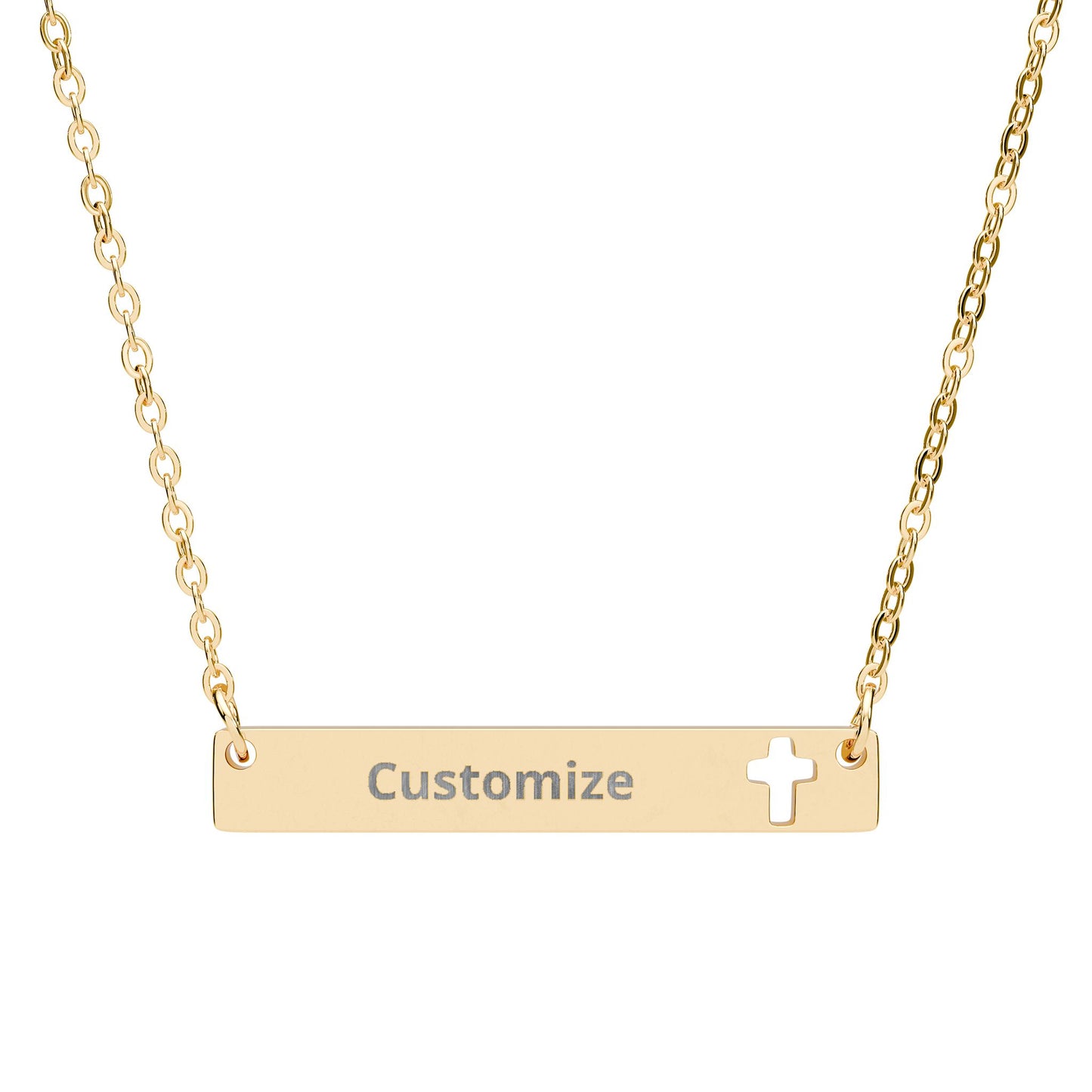 Personalized Cutout Cross Bar Necklace