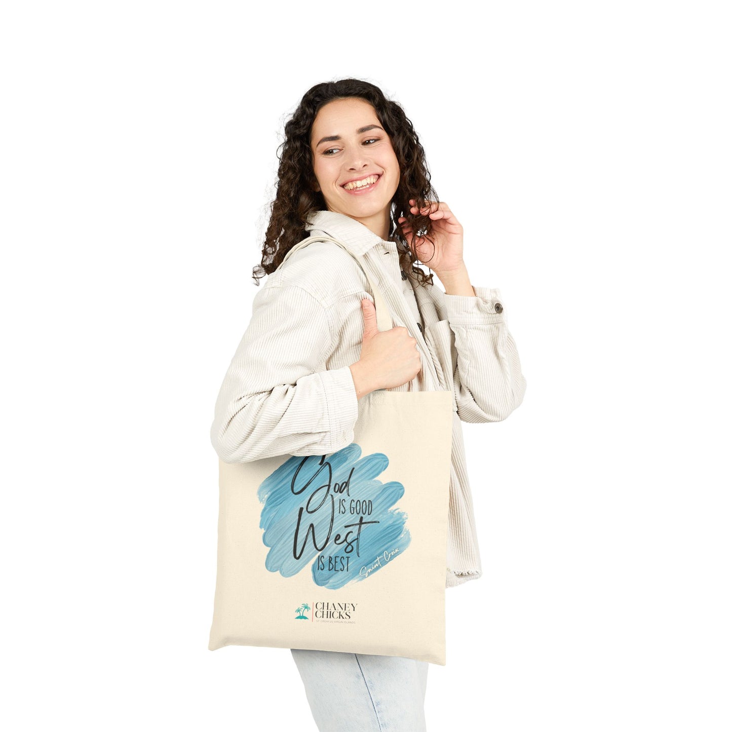 "God is Good, West is Best" Canvas Beach Tote