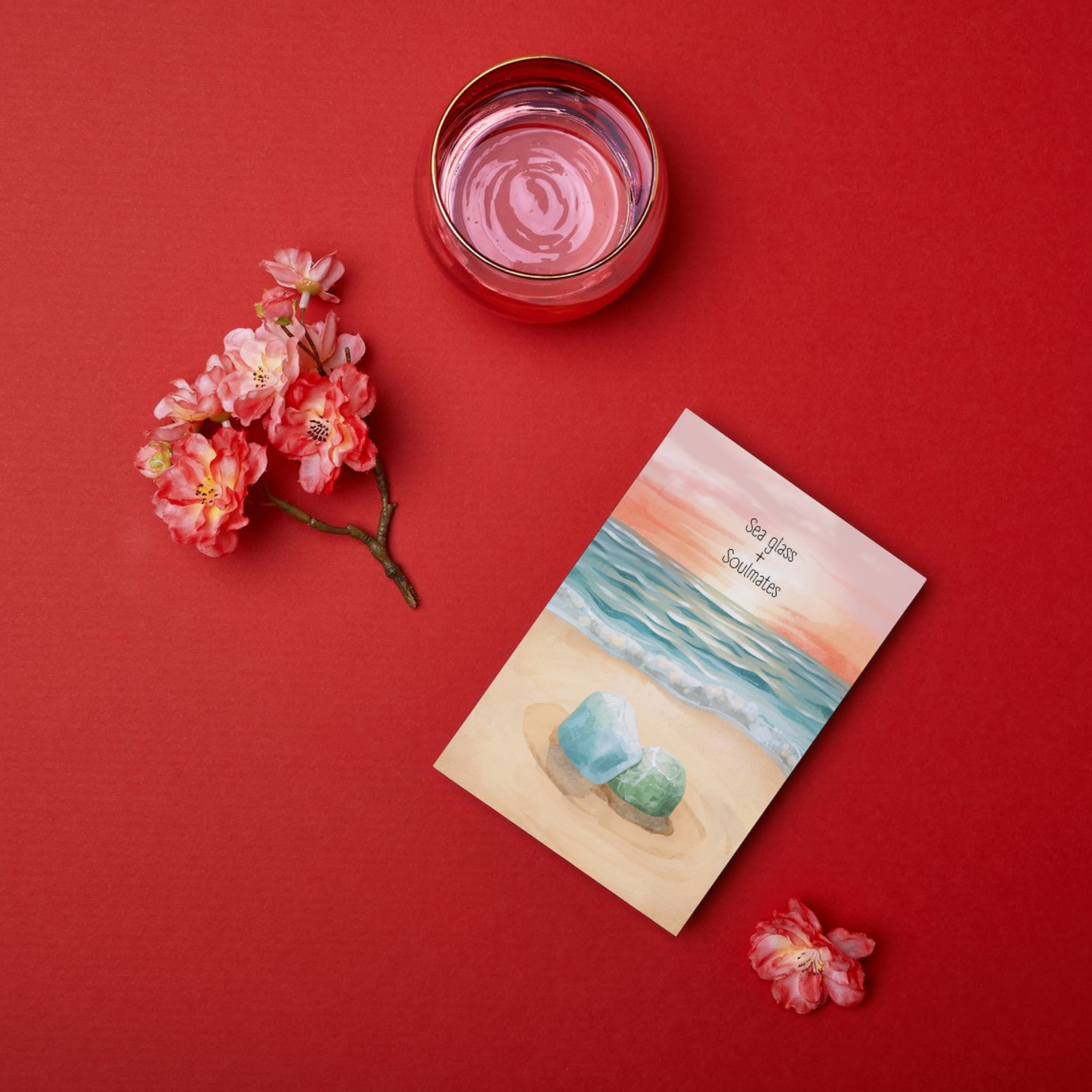 Sea Glass Valentines Day Cards — 5-Pack Assorted