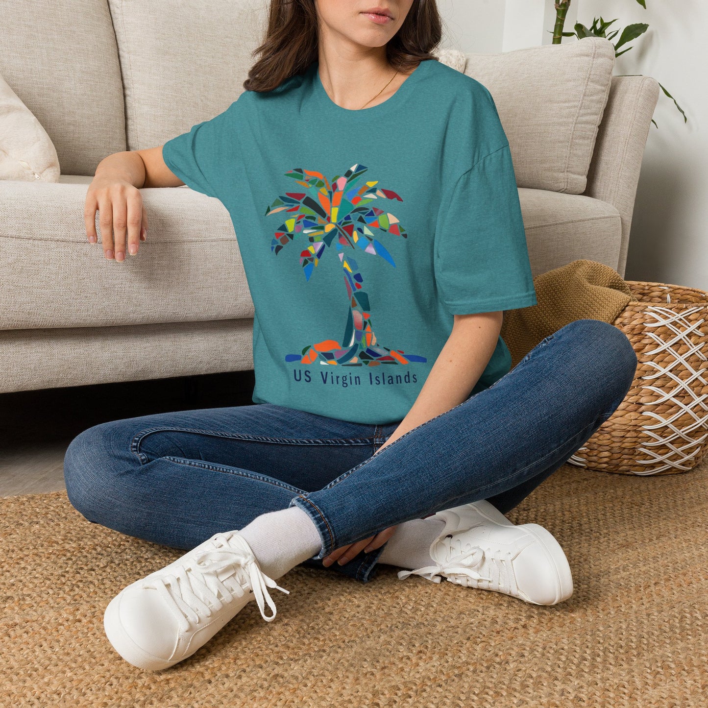US Virgin Islands Mosaic Palm T-Shirt