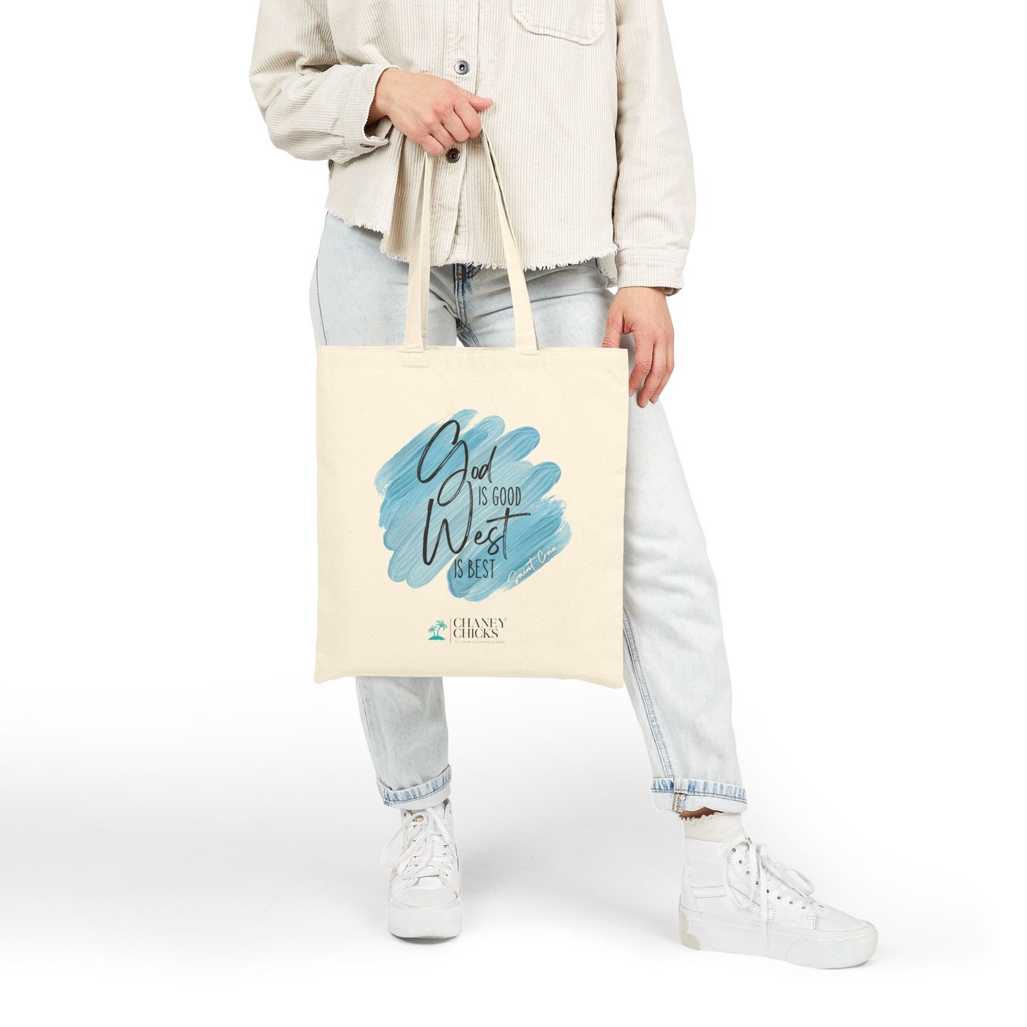 "God is Good, West is Best" Canvas Beach Tote