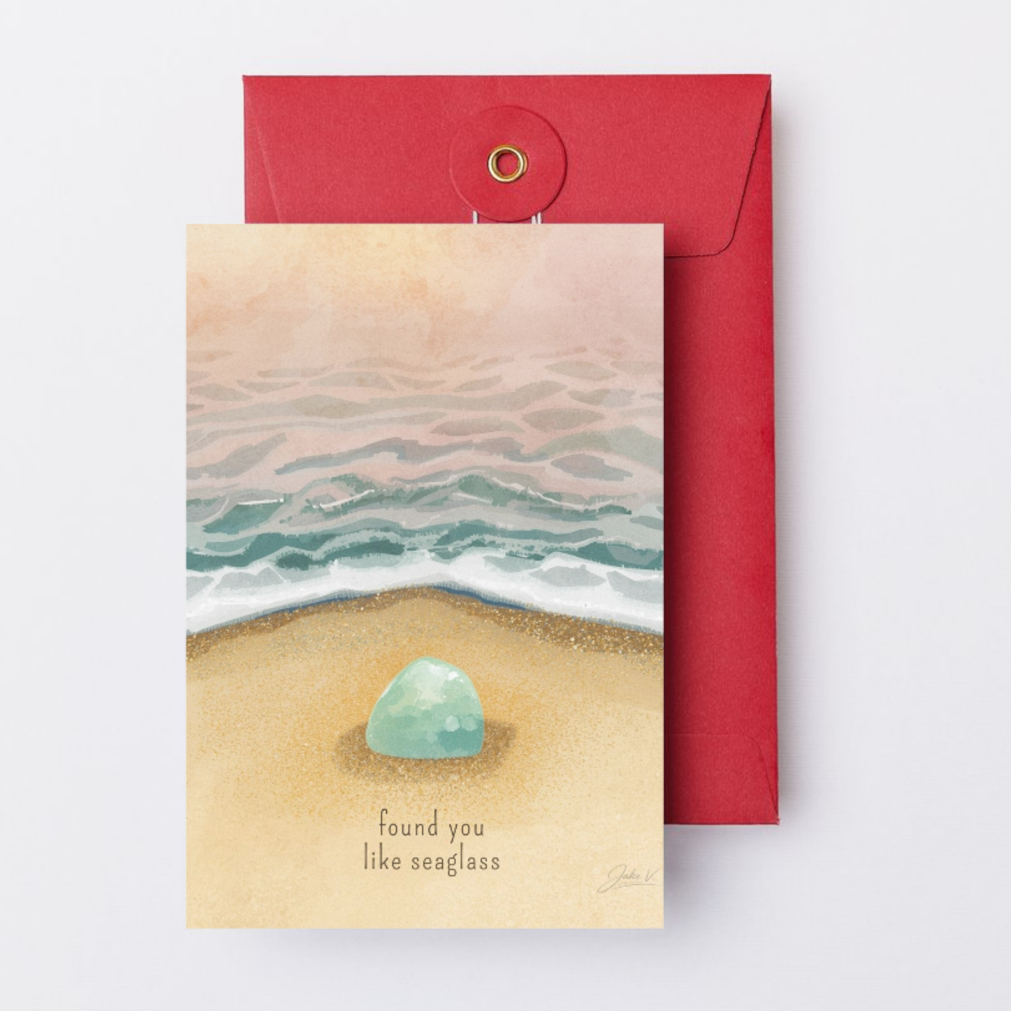 Sea Glass Valentines Day Cards — 5-Pack Assorted