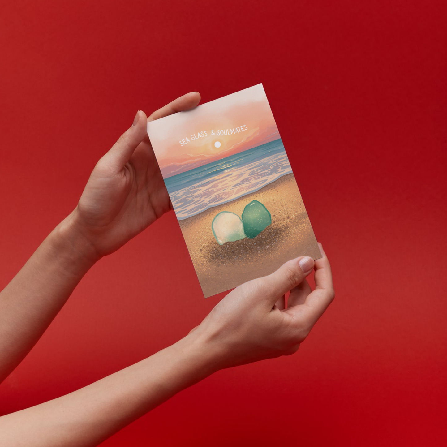 Sea Glass Valentines Day Cards — 5-Pack Assorted