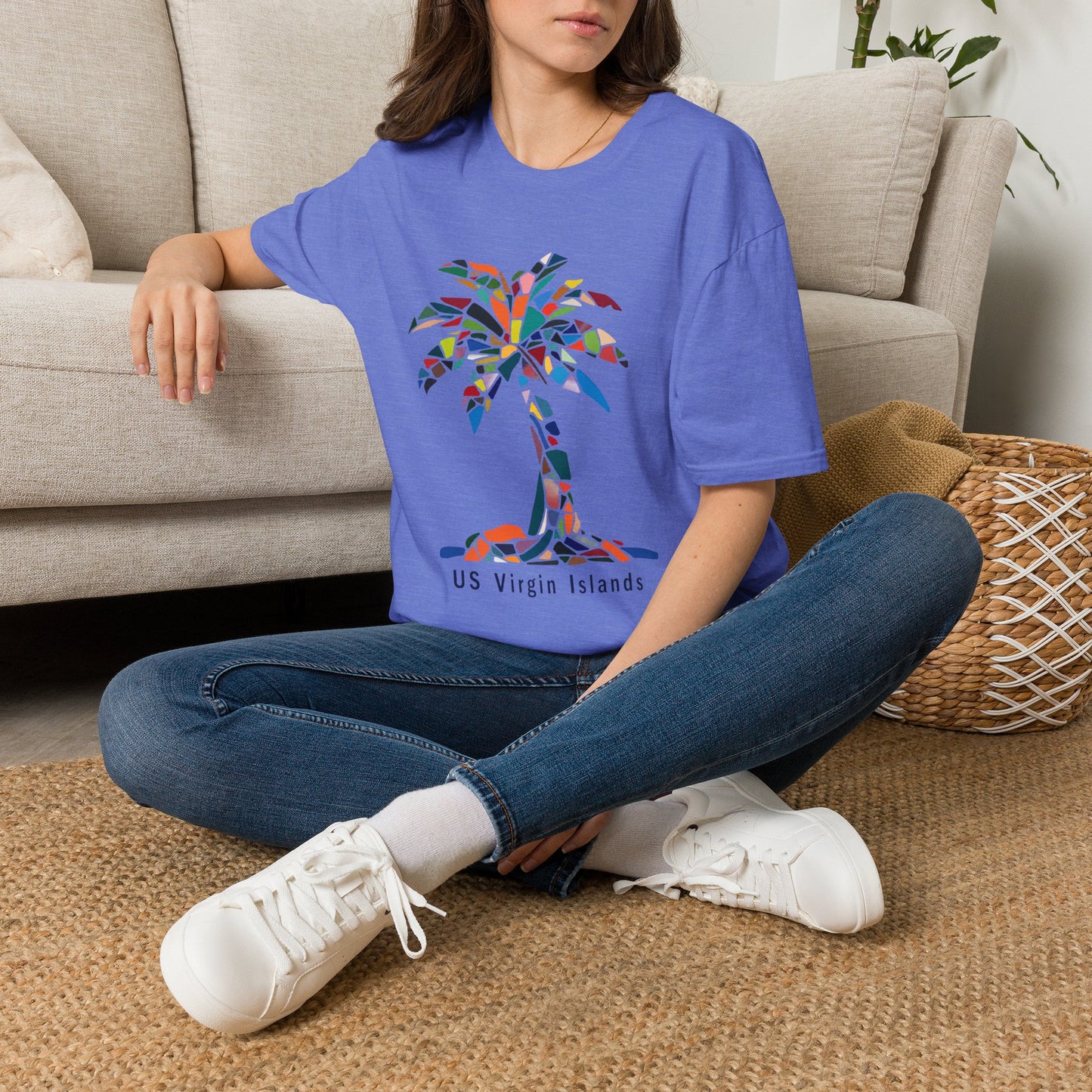 US Virgin Islands Mosaic Palm T-Shirt