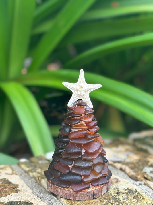 Brown 6” Sea Glass Christmas Tree