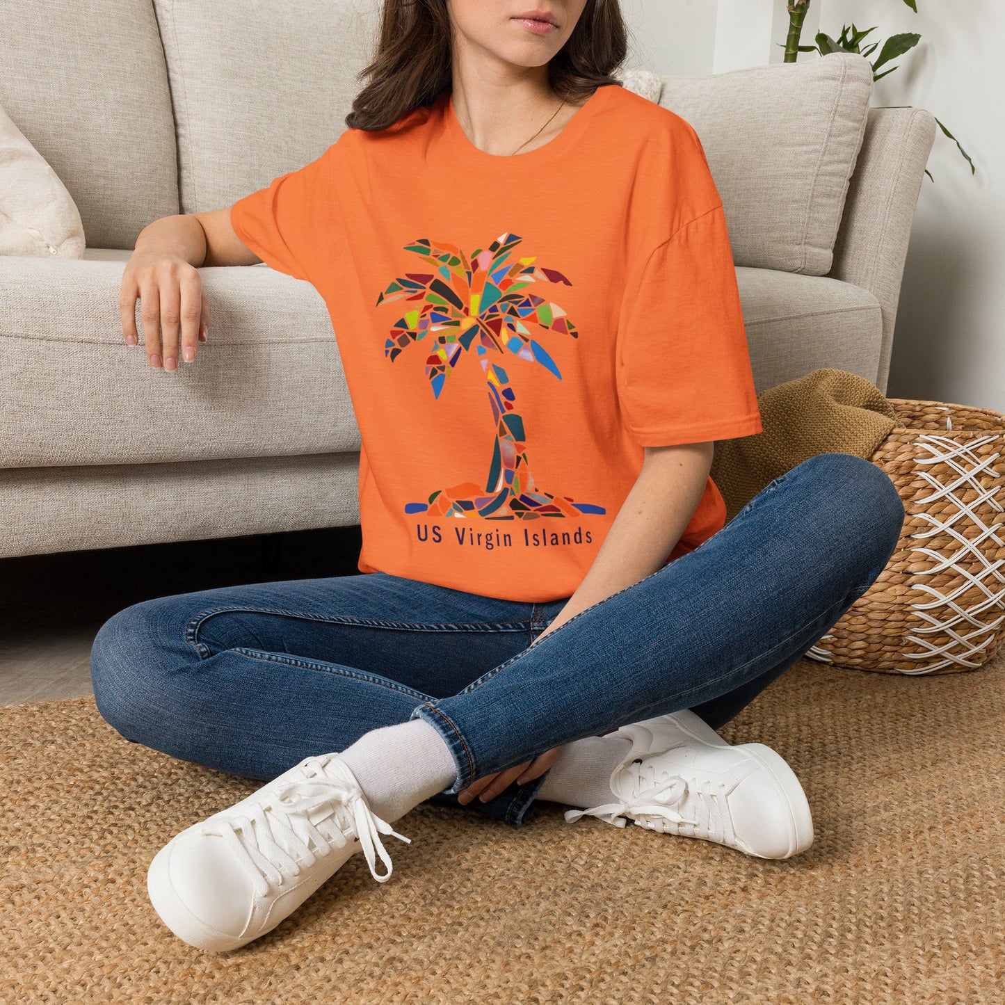 US Virgin Islands Mosaic Palm T-Shirt