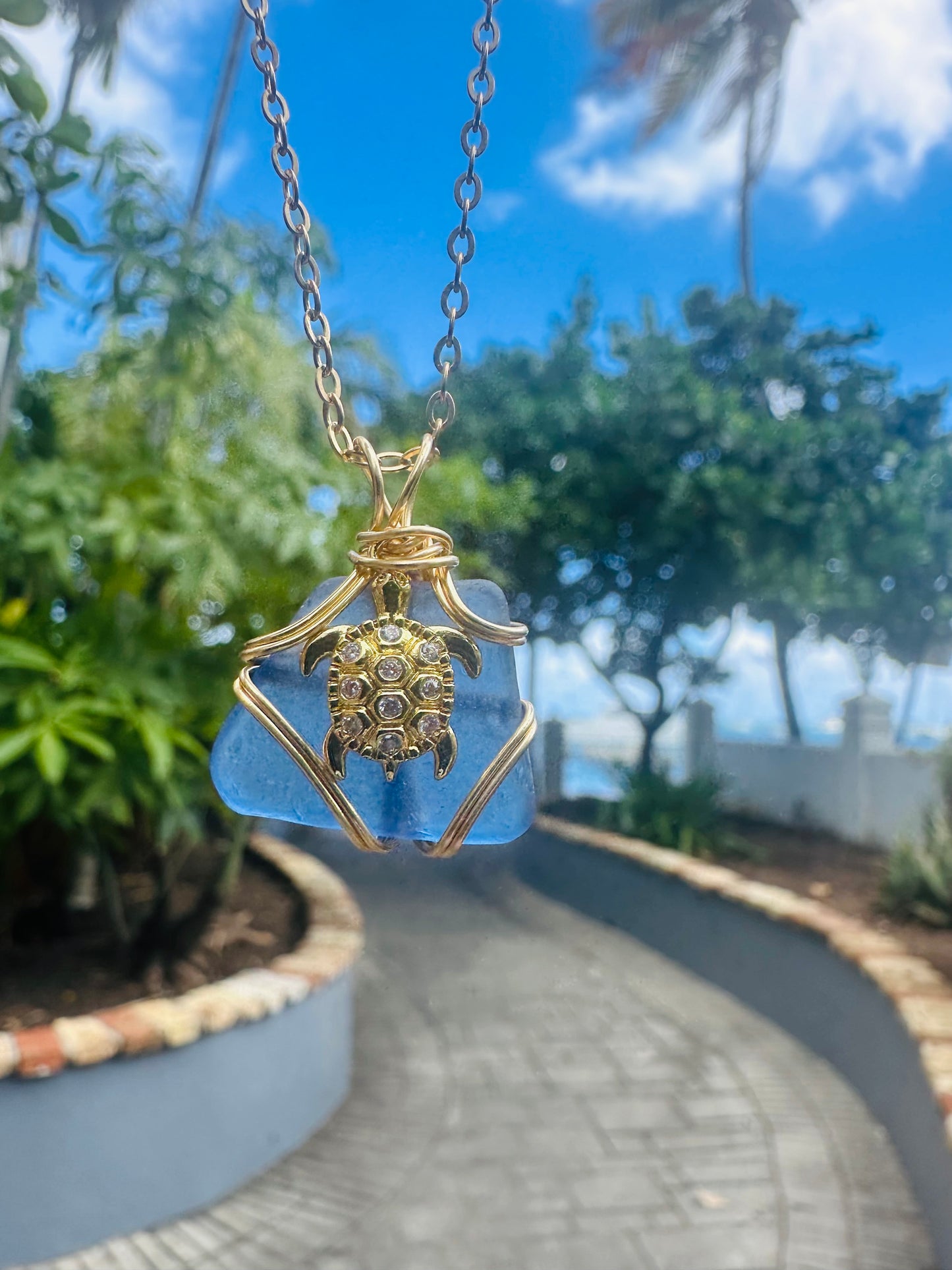 Sky Blue Seaglass Pendant