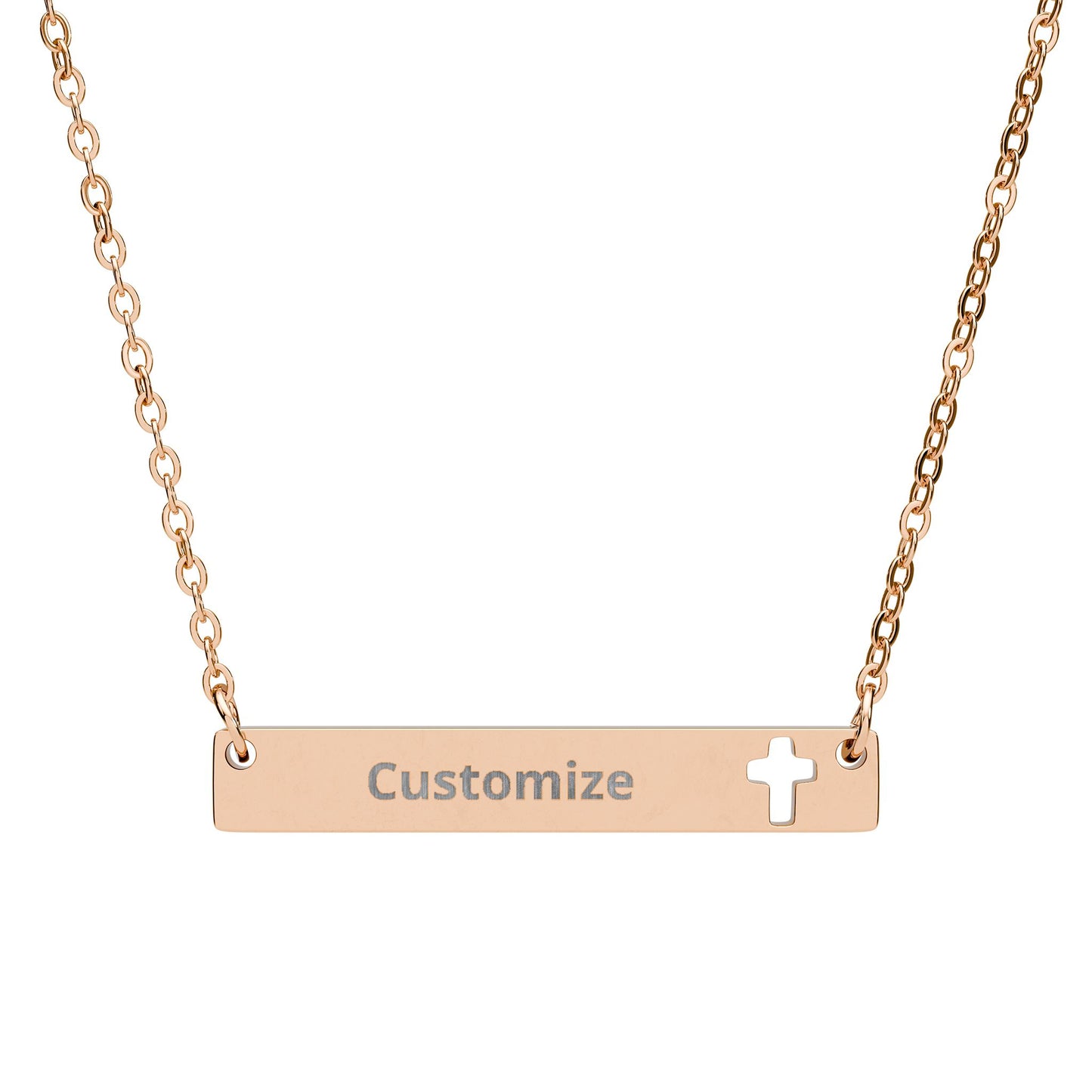 Personalized Cutout Cross Bar Necklace