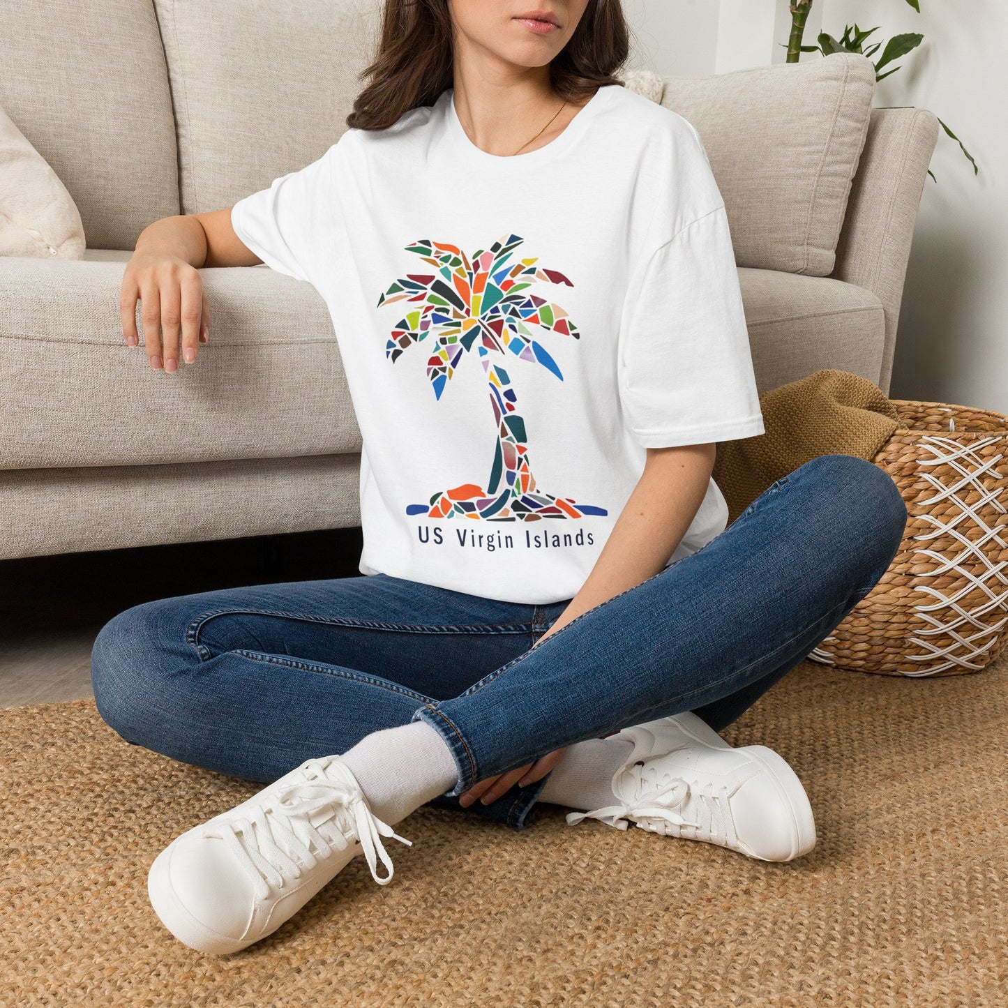US Virgin Islands Mosaic Palm T-Shirt