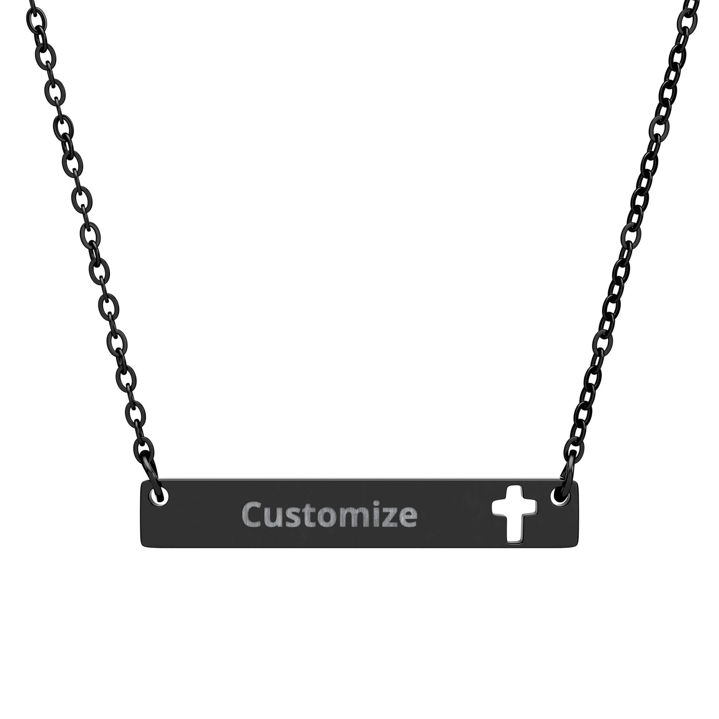 Personalized Cutout Cross Bar Necklace
