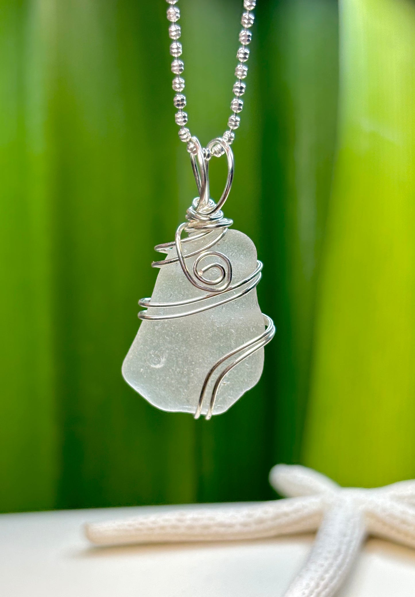 White Sea Glass Pendant