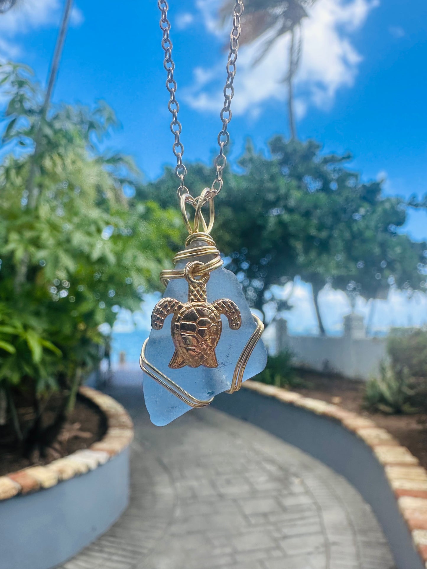 Sky Blue Seaglass Pendant