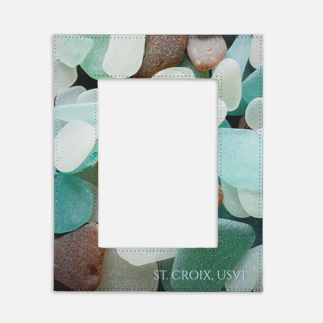 Sea Glass Picture Frame 5x7 -  Turquoise/Brown Mix