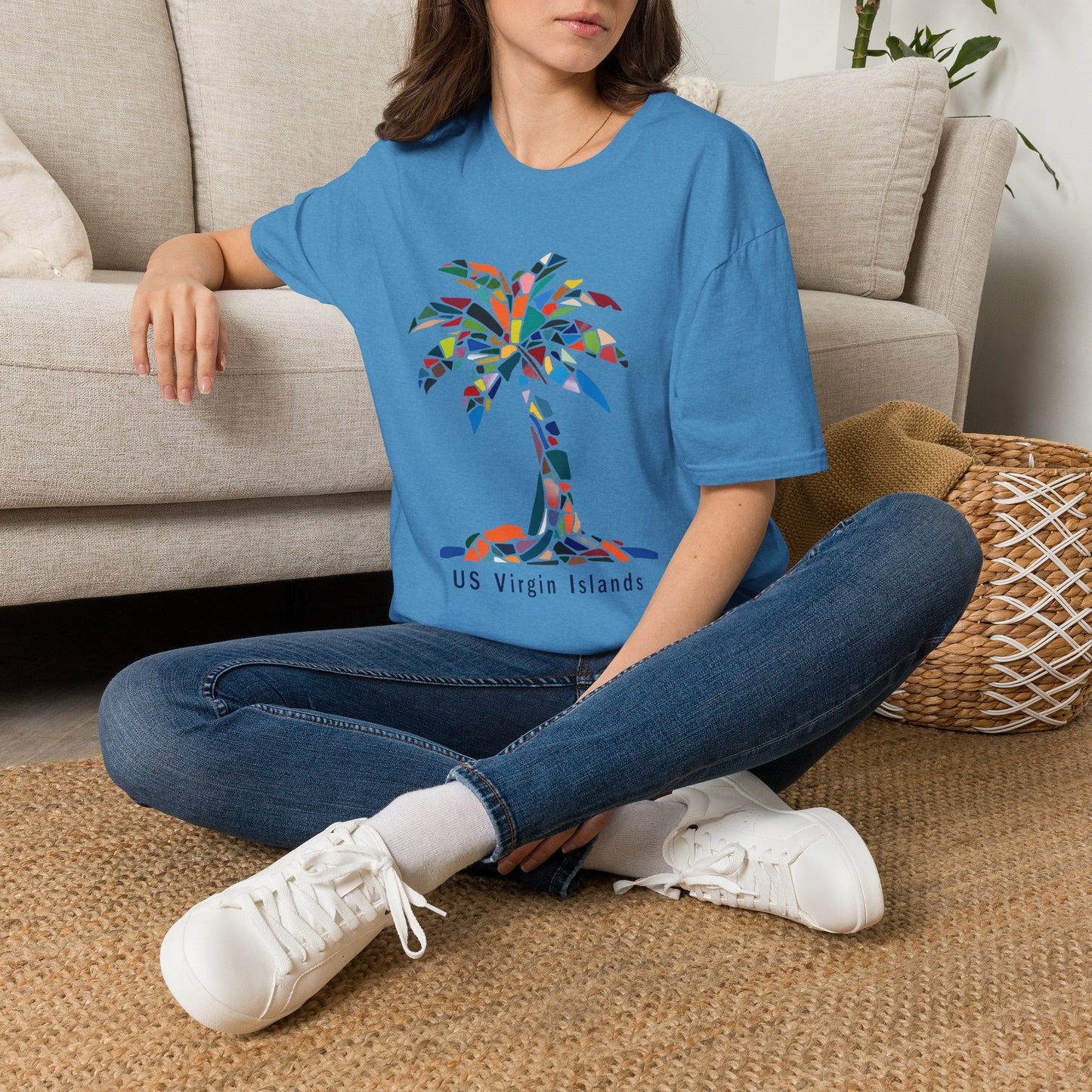 US Virgin Islands Mosaic Palm T-Shirt