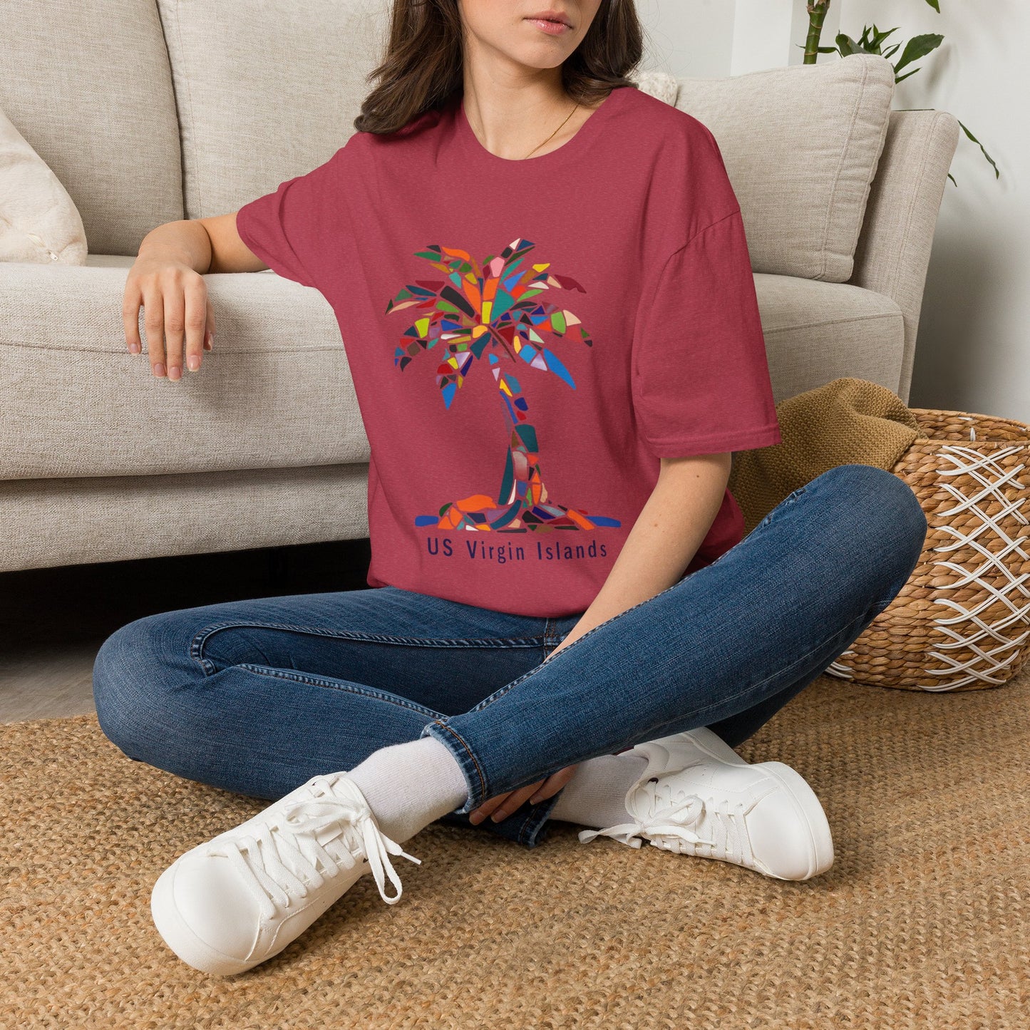 US Virgin Islands Mosaic Palm T-Shirt