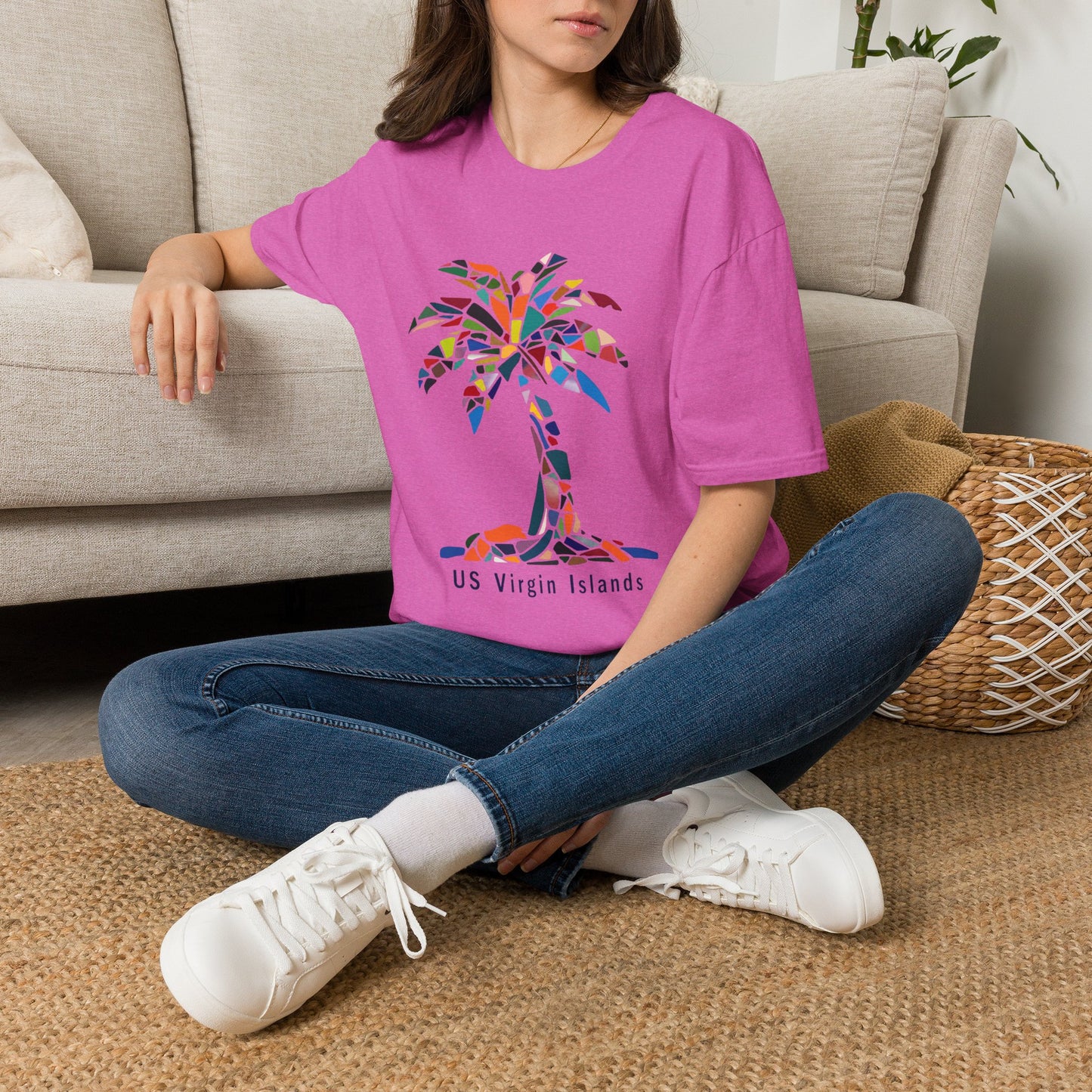 US Virgin Islands Mosaic Palm T-Shirt