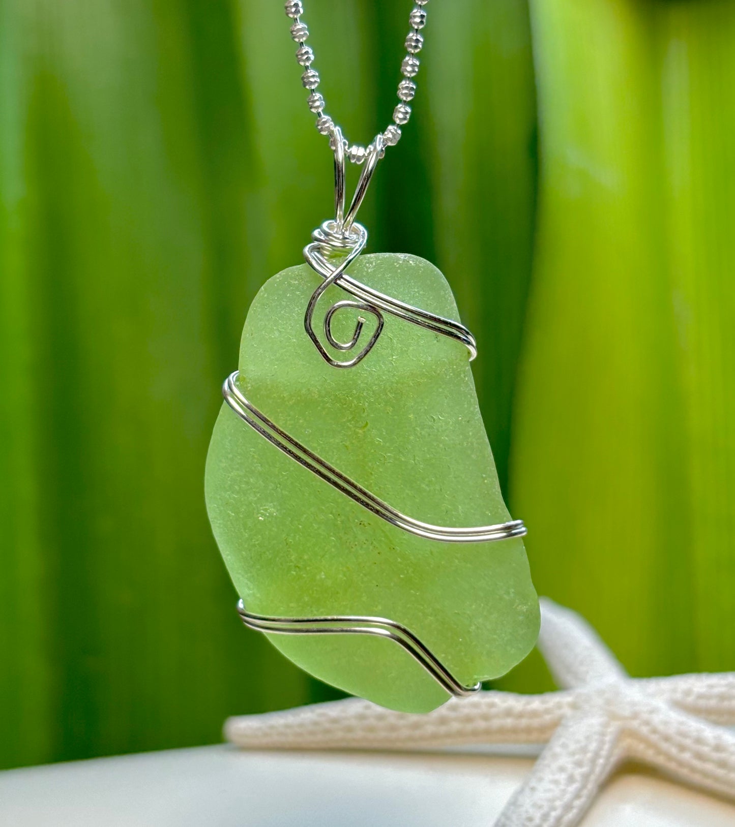 Lime Sea Glass Pendant