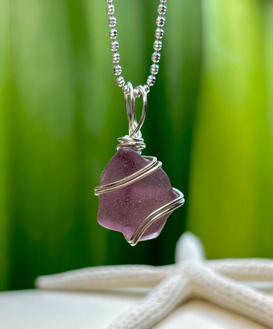 Grape Sea Glass Pendant