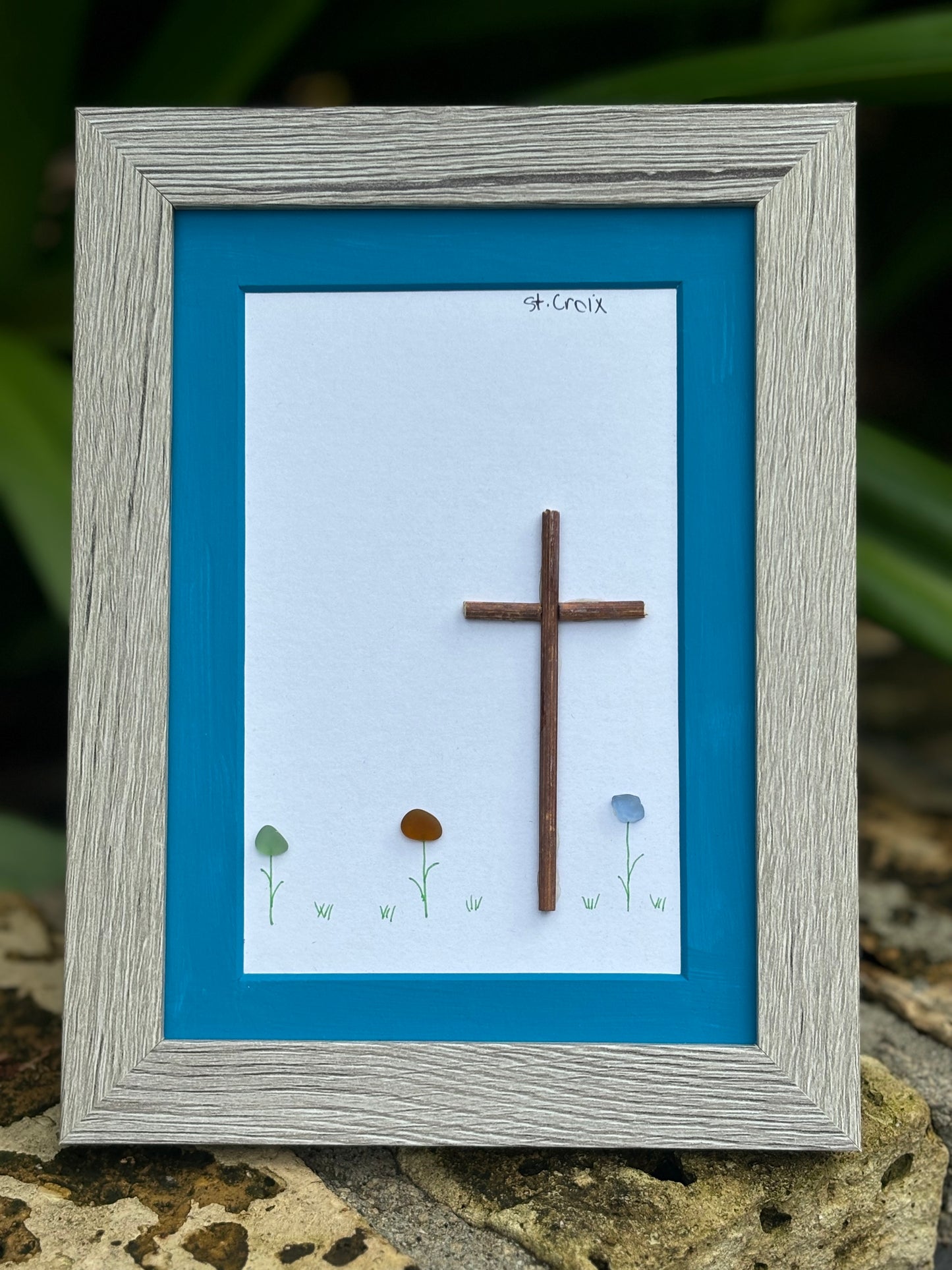 Cross Sea Glass Art