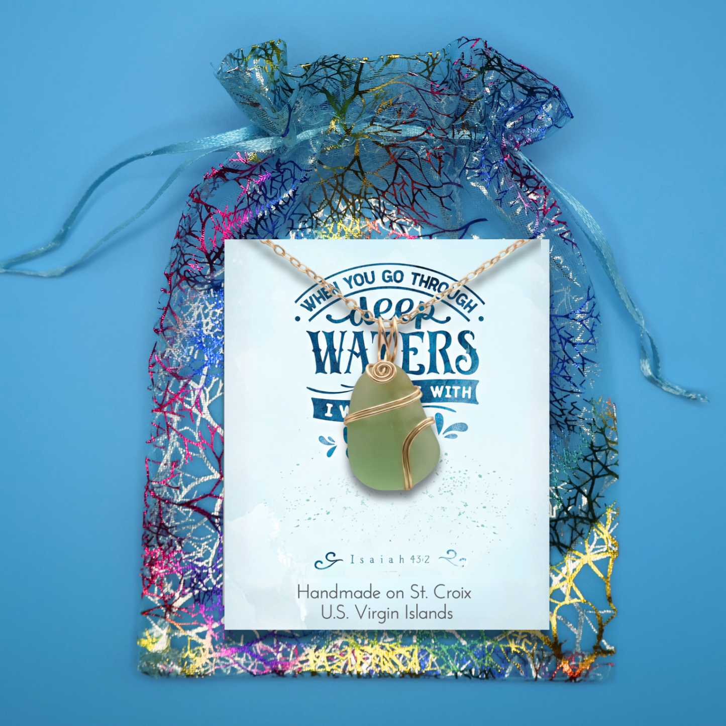 Sea Glass Necklace Handmade Faith Gift