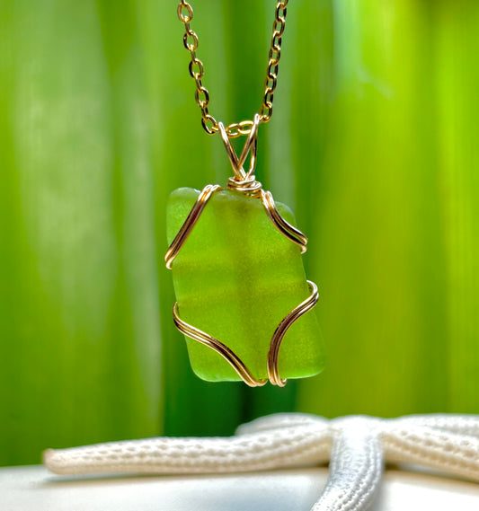 Lime Sea Glass Pendant