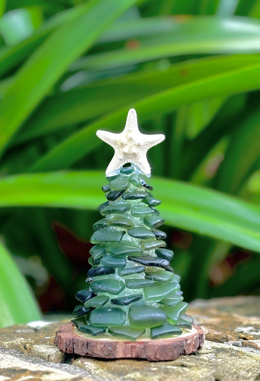 Dark Green 6” Sea Glass Christmas Tree