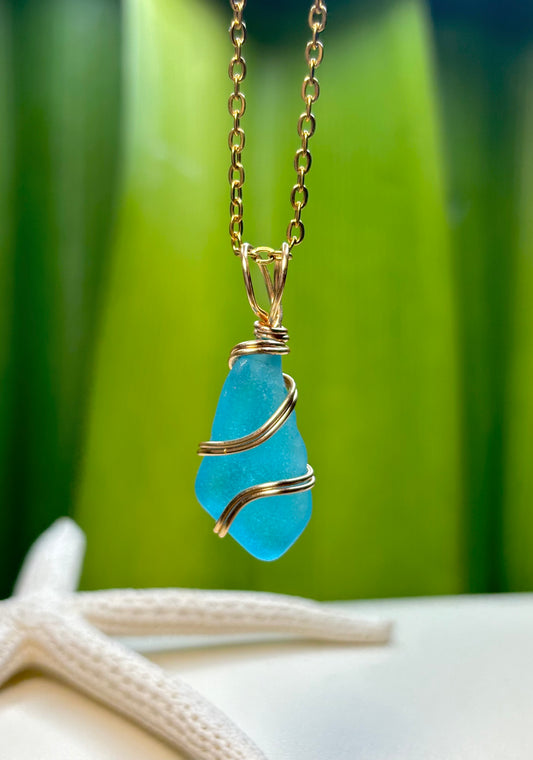 Turquoise Sea Glass Pendant