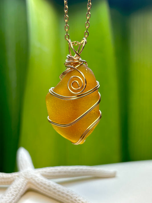 Sunflower Sea Glass Pendant