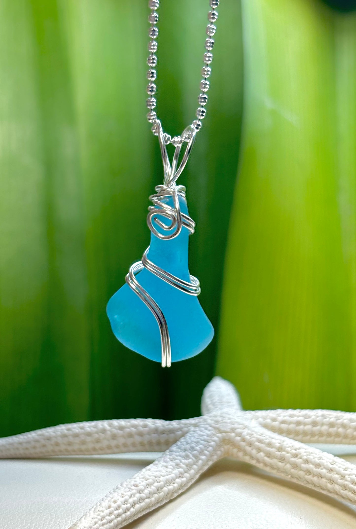 Turquoise Sea Glass Pendant