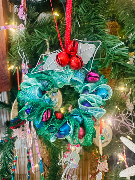 Sea Glass Christmas Wreath Ornament