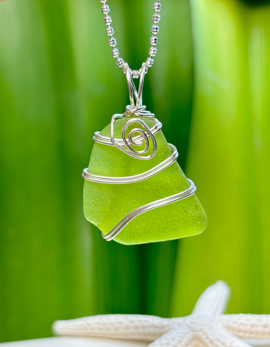 Lime Sea Glass Pendant