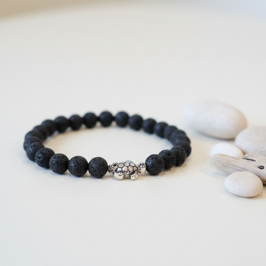 Lava Stone Turtle Bracelet
