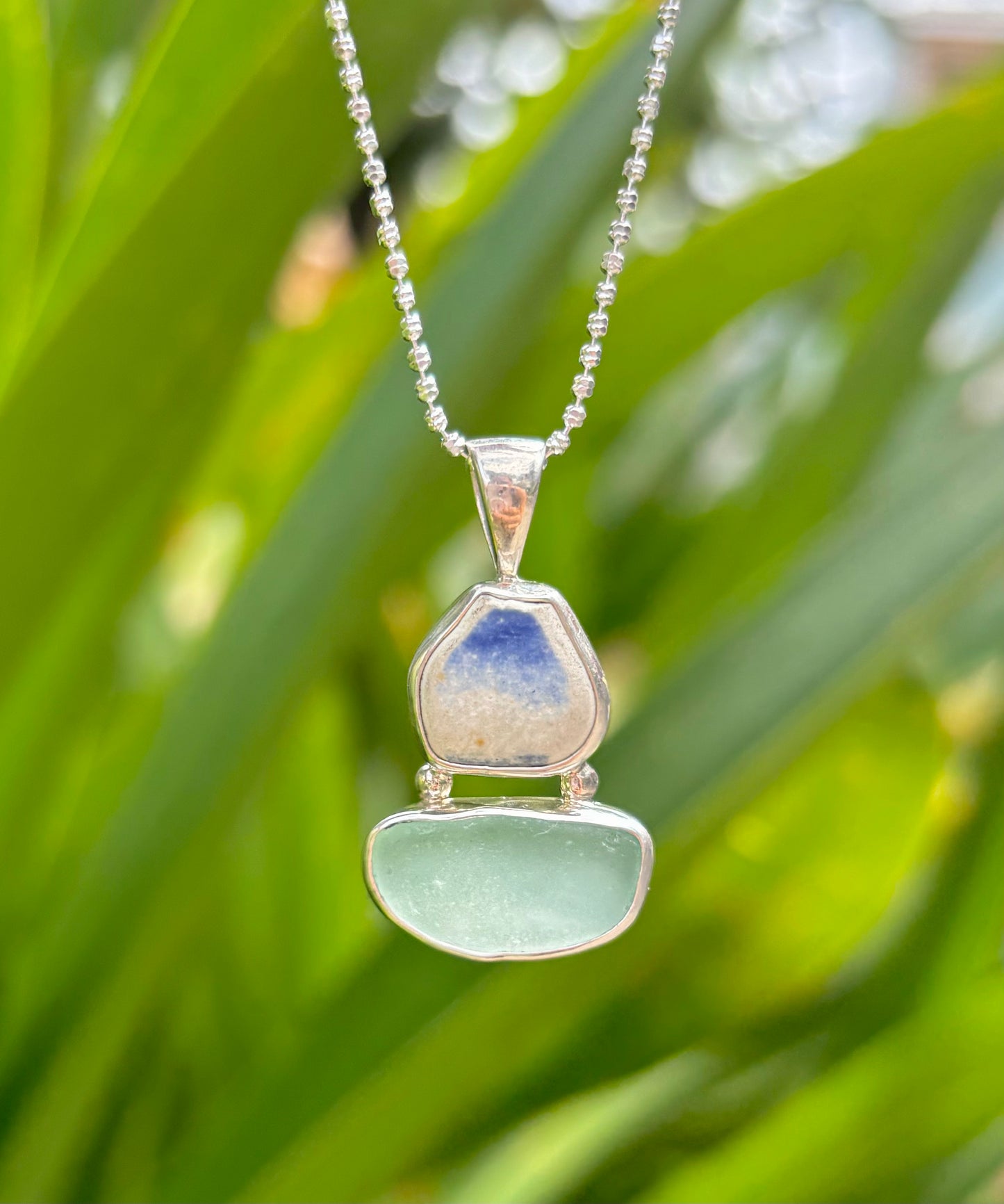 Chaney & Sea Foam Glass Pendant