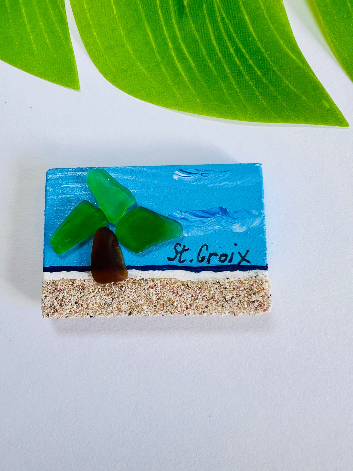 St. Croix Sea Glass Palm Tree Magnet