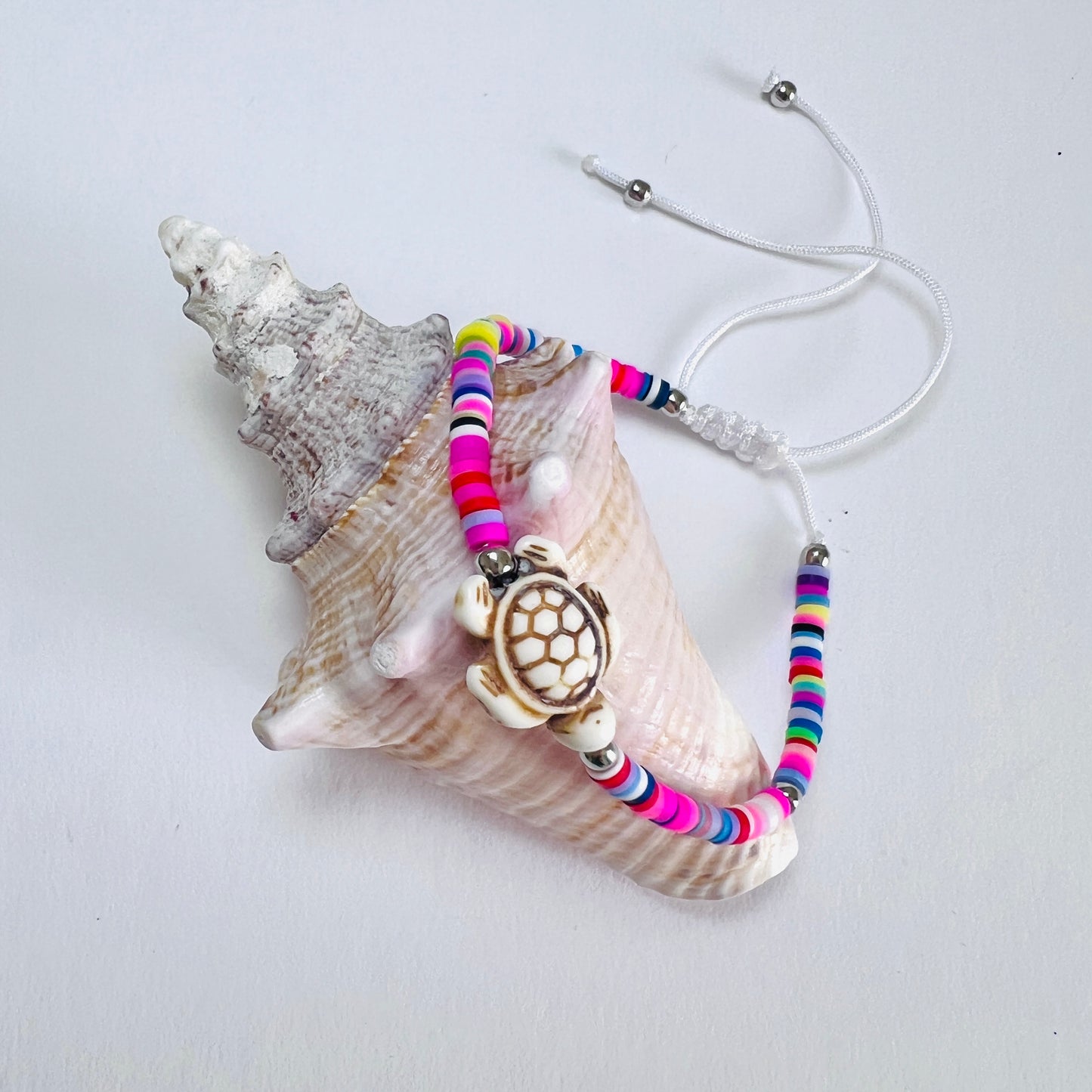 St. Croix Sea Turtle Pink Confetti Beaded Bracelet