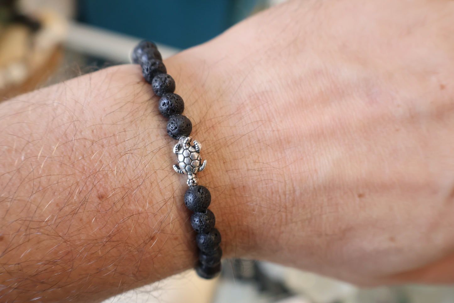 Lava Stone Turtle Bracelet