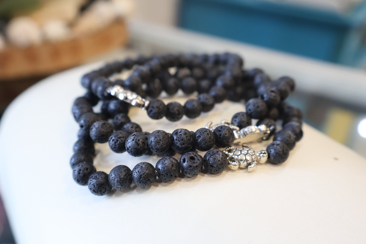 Lava Stone Turtle Bracelet